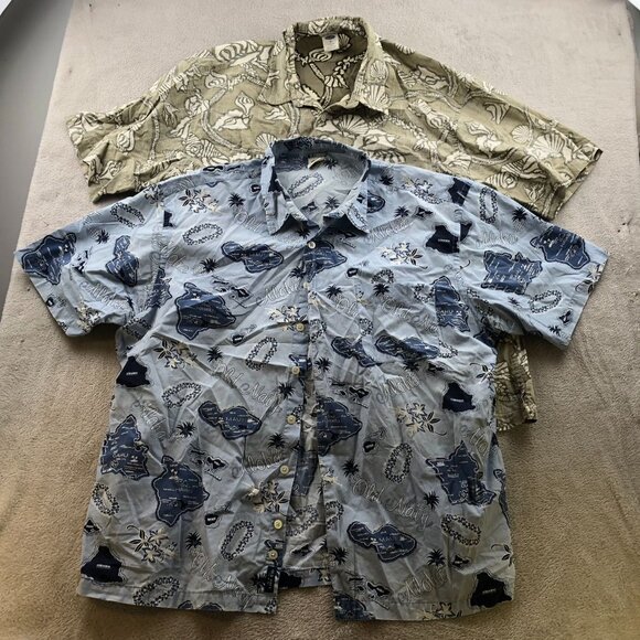 Old Navy Mens Hawaiian Shirt Size XL Lot Of Two Vintage Short Sleeve Button Up - Picture 15 of 15